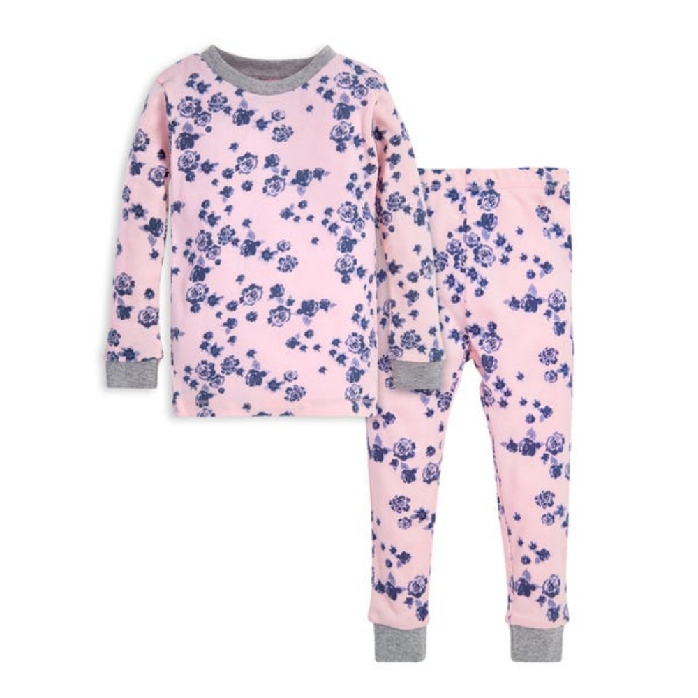 Burt's Bees Indigo Flowers Snug Fit Organic Toddler Pajamas